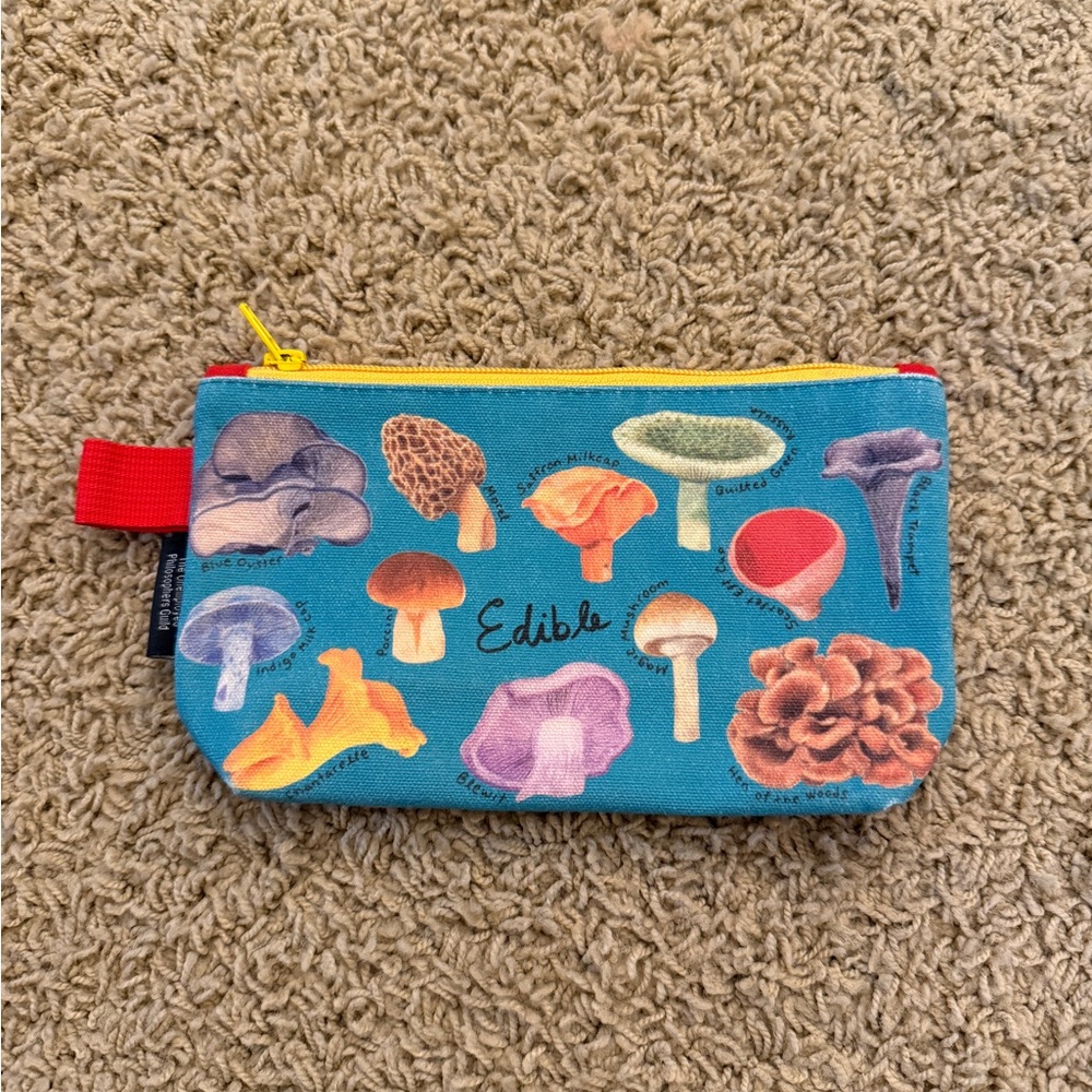 Blue Mushroom Print Zipper Pouch - Edible & Not Design